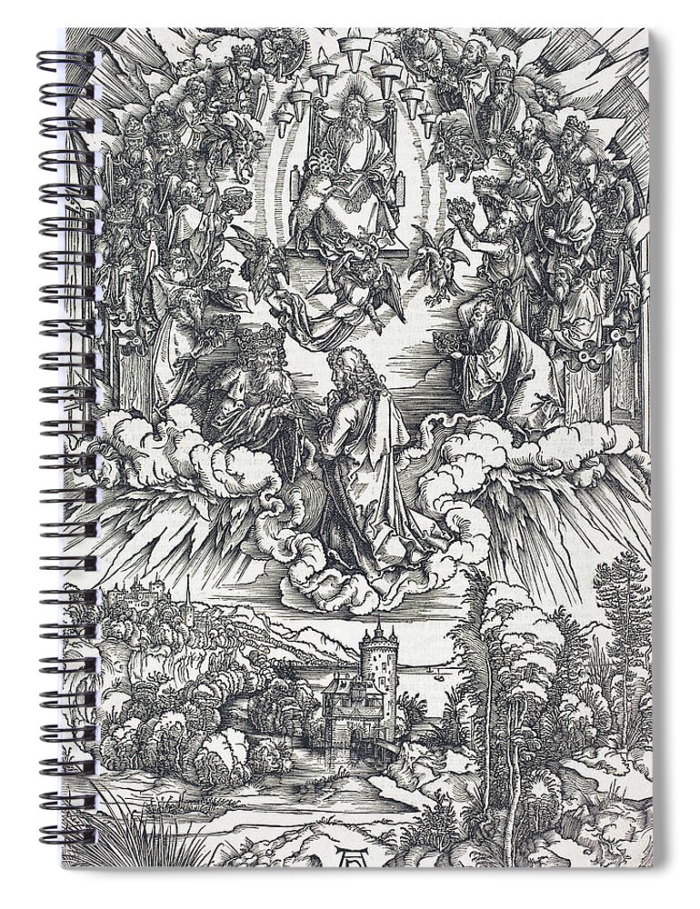 Durer Spiral Notebook featuring the drawing Saint John before God and the Elders by Albrecht Durer