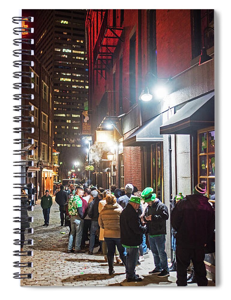 Boston Spiral Notebook featuring the photograph Saint Patrick's Day on Marshall Street Boston MA by Toby McGuire