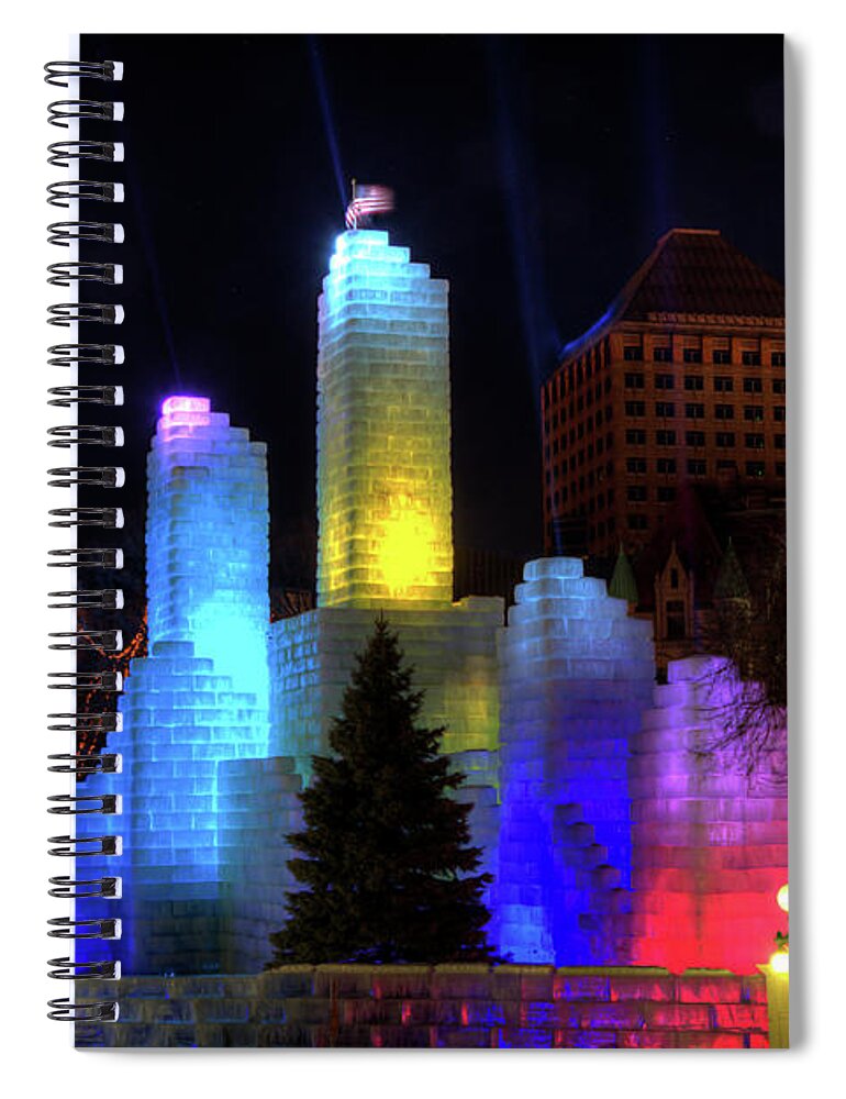 Wayne Moran Photography Spiral Notebook featuring the photograph Saint Paul Winter Carnival Ice Palace 2018 Lighting Up The Town by Wayne Moran