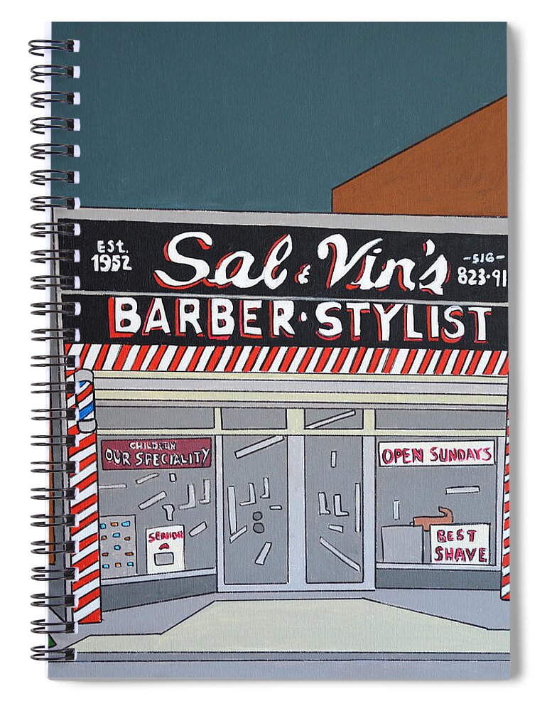 Valley Stream Spiral Notebook featuring the painting Sal and Vin's by Mike Stanko