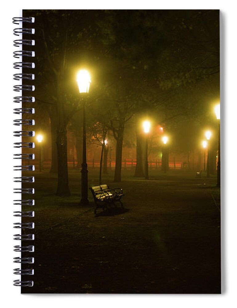 Salem Ma Spiral Notebook featuring the photograph Salem at night by Jeff Folger