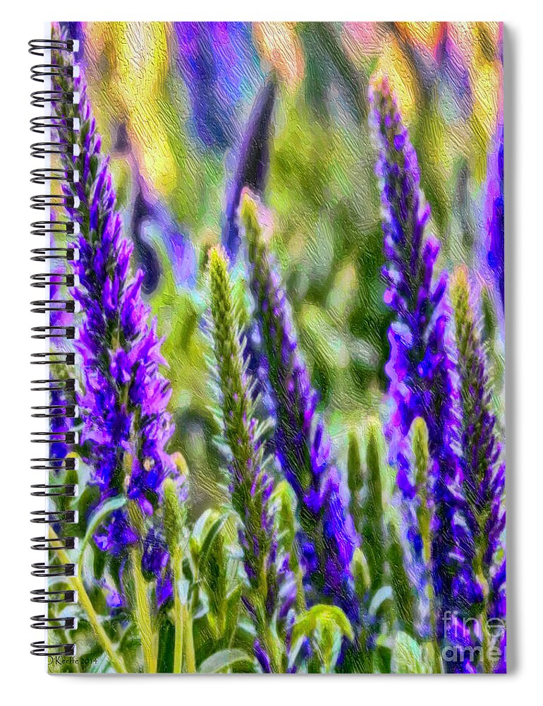 Salvia Spiral Notebook featuring the digital art Salvia Sway by Jean OKeeffe Macro Abundance Art