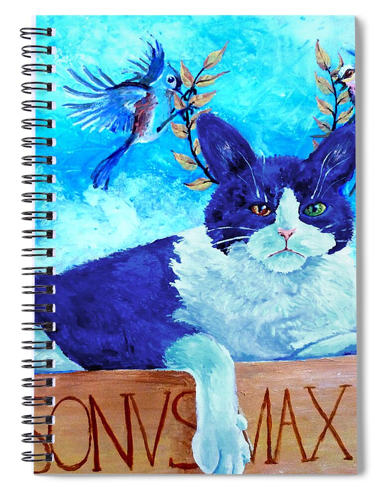 Sam Spiral Notebook featuring the painting Sammy the Great and the Winged Victories by Melinda Dare Benfield
