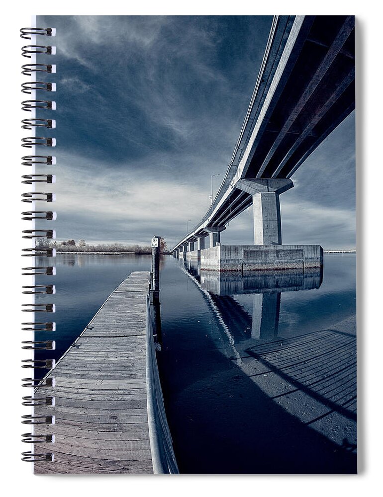Greg Nyquist Spiral Notebook featuring the photograph Samoa Bridge in Infrared by Greg Nyquist