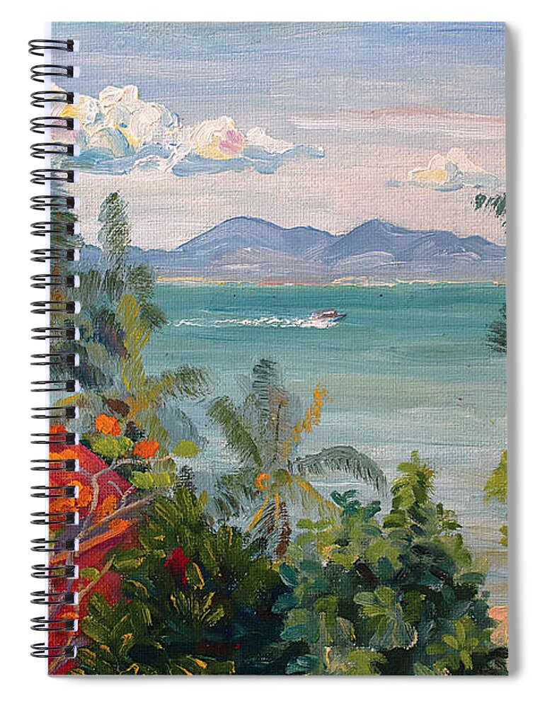 Thailand Spiral Notebook featuring the painting Samui Morning by Alina Malykhina