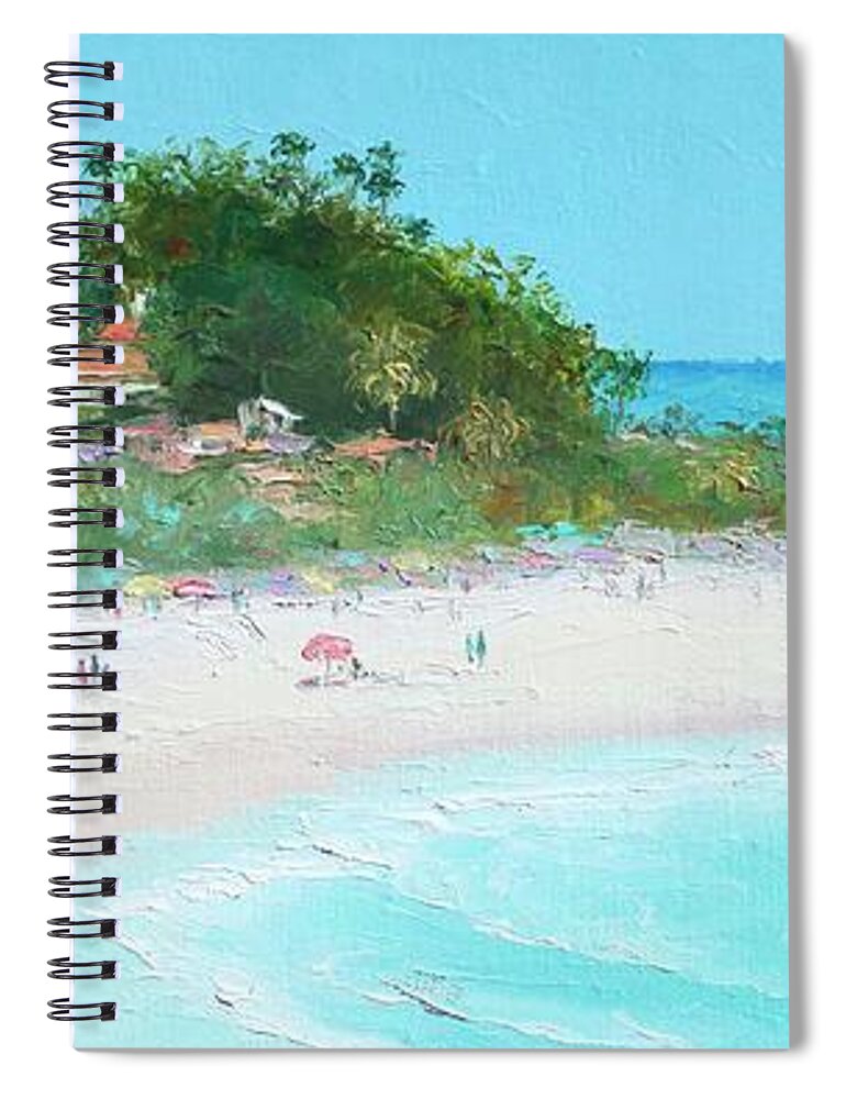 San Clemente Beach Spiral Notebook featuring the painting San Clemente Beach Panorama by Jan Matson