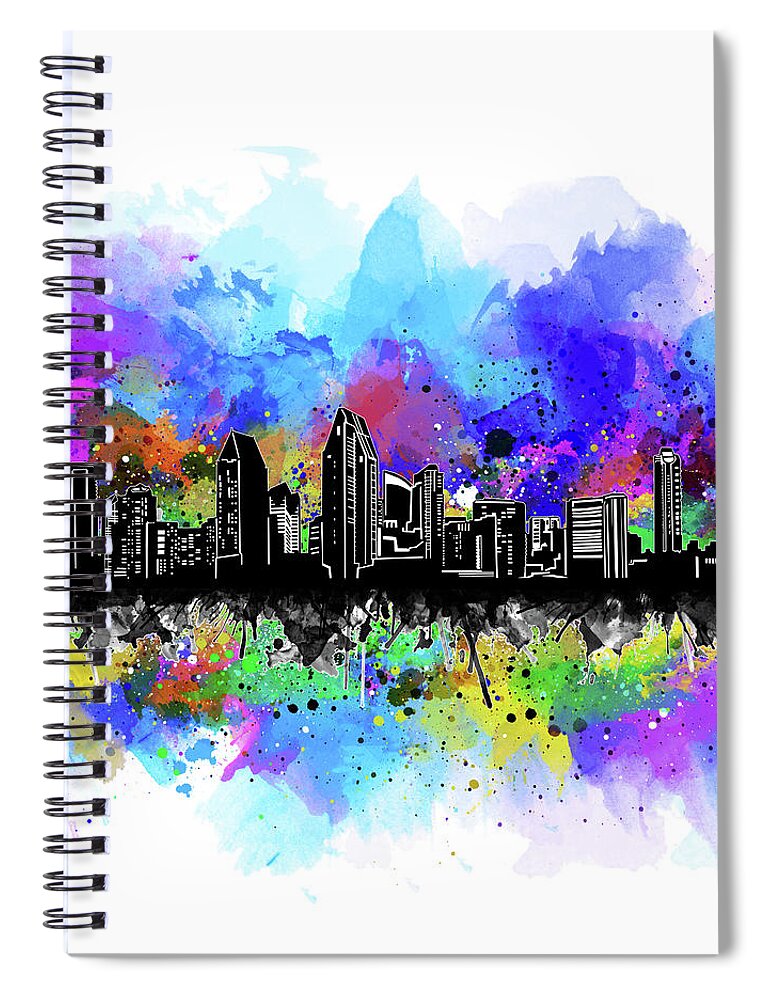 San Diego Spiral Notebook featuring the photograph San Diego Skyline Artistic 2 by Bekim M