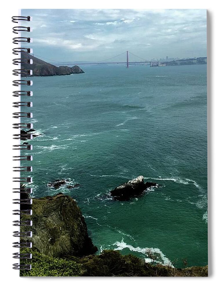 Golden Gate Spiral Notebook featuring the photograph San Fran #1 by Dennis Richardson
