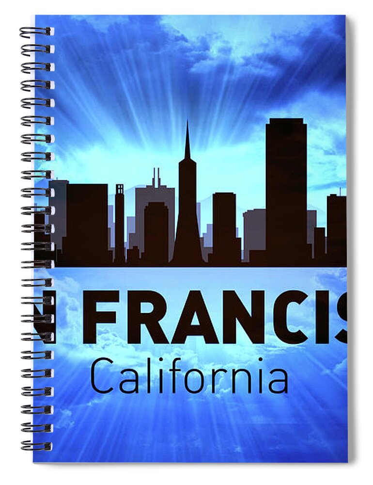 San Francisco Skyline Spiral Notebook featuring the digital art San Francisco city skyline by Lilia D