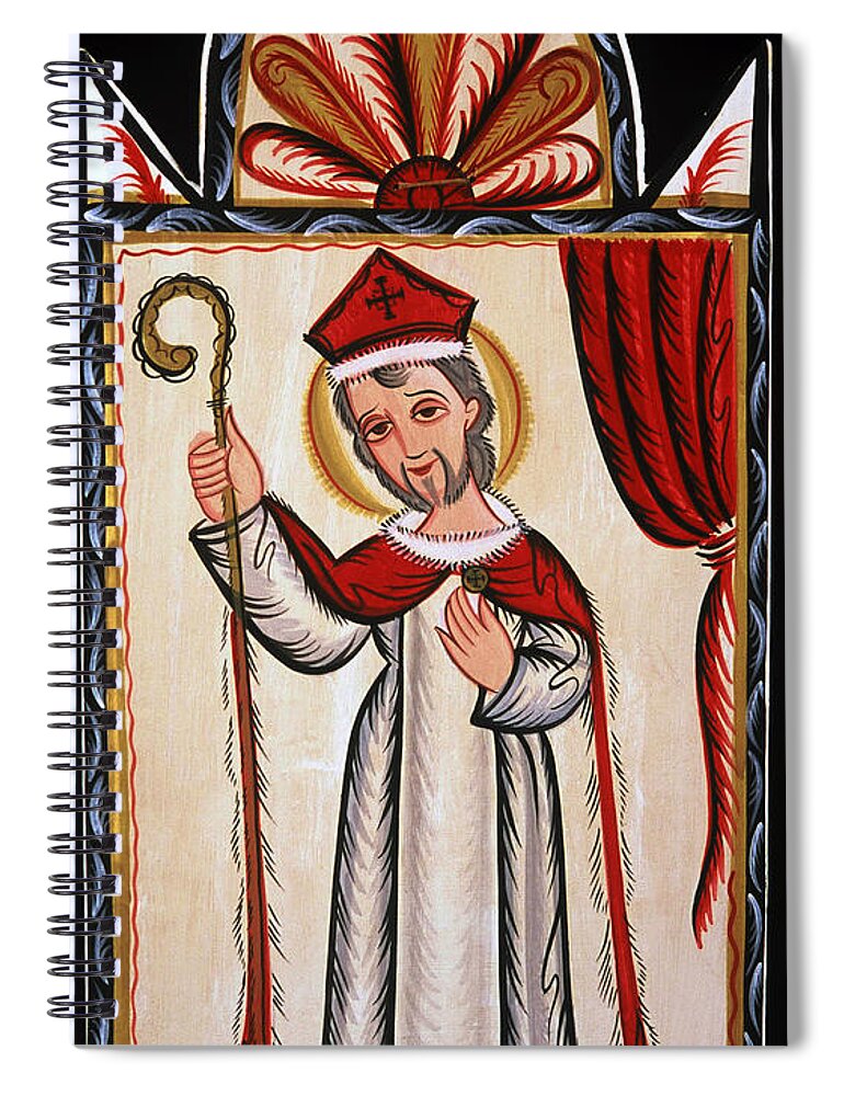 San Nicolas - St. Nicholas Spiral Notebook featuring the painting San Nicolas - St. Nicholas - AOSNI by Br Arturo Olivas OFS