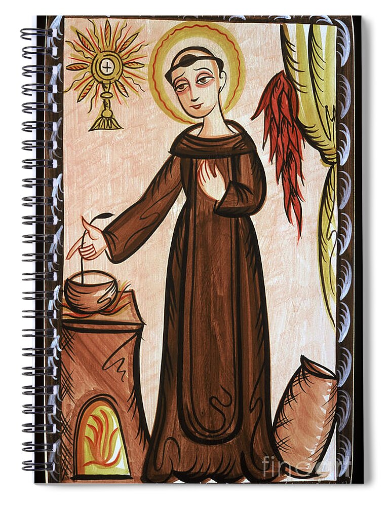 San Pascual Bailon - St. Pascal Baylon Spiral Notebook featuring the painting San Pascual Bailon - St. Pascal Baylon - AOPAB by Br Arturo Olivas OFS