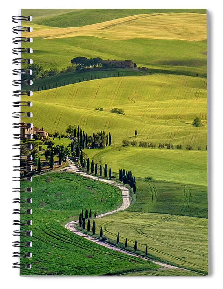 Italy Spiral Notebook featuring the photograph San Quirico d'Orcia-Tuscany by Georgette Grossman