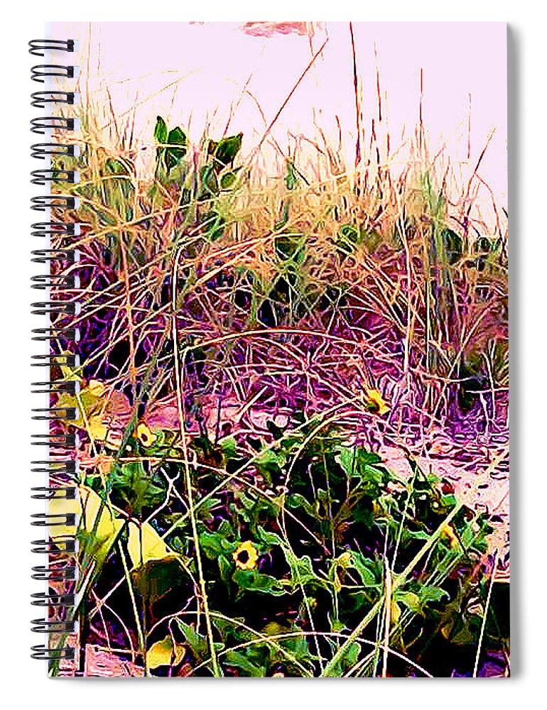 Sand Spiral Notebook featuring the photograph Sand Dune Flowers by Bella Apollonia