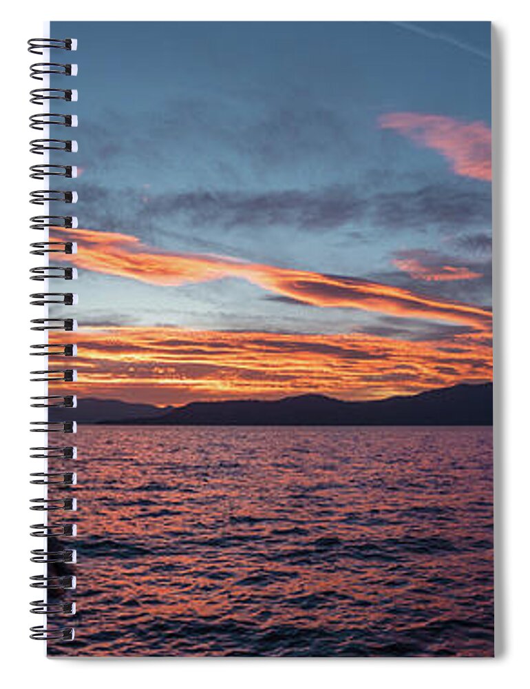 Sunset Spiral Notebook featuring the photograph Sand Harbor Sunset Pano2 by Martin Gollery