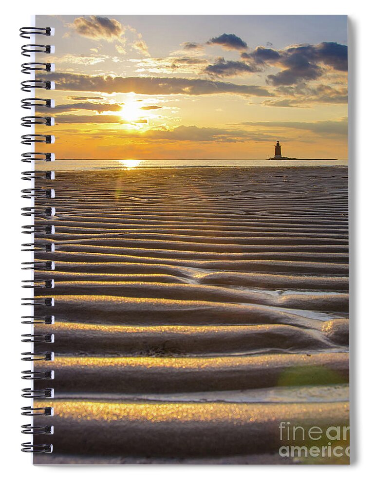 Beach Spiral Notebook featuring the photograph Sandbars and Sunset Coastal Landscape by PIPA Fine Art - Simply Solid