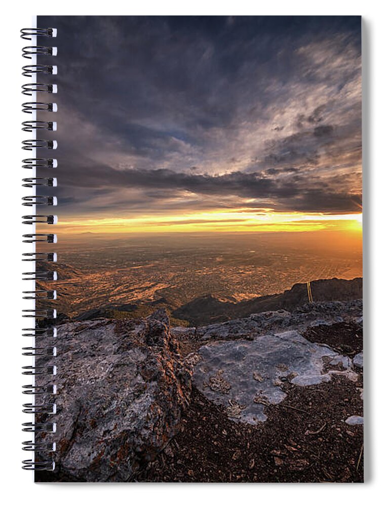 Albuquerque Spiral Notebook featuring the photograph Sandia Peak Sunset by Framing Places