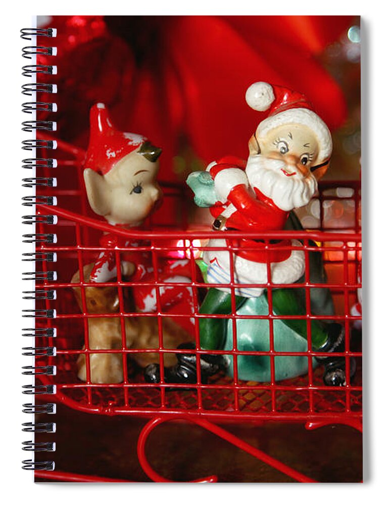 Santa Spiral Notebook featuring the photograph Santa and his Elves by Toni Hopper