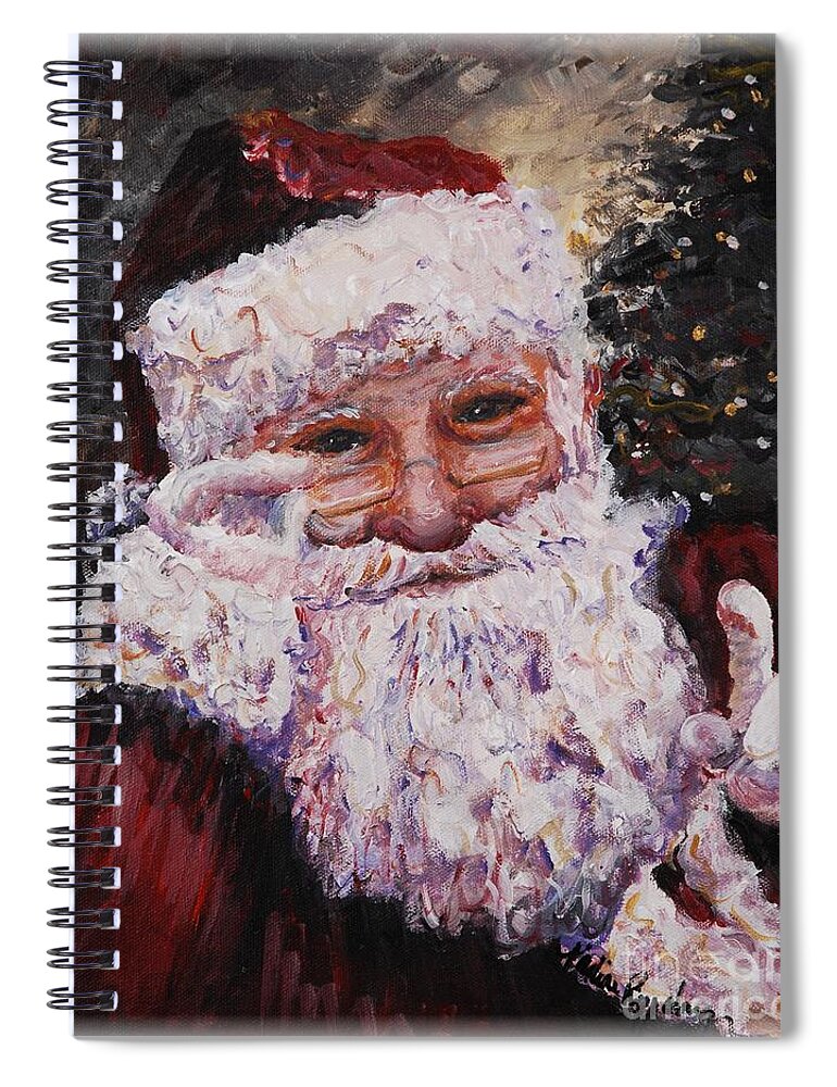 Santa Spiral Notebook featuring the painting Santa Chat by Nadine Rippelmeyer
