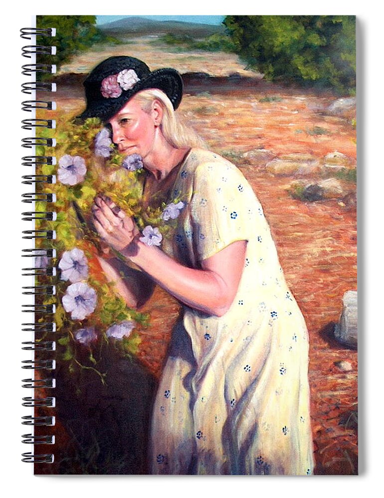 Realism Spiral Notebook featuring the painting Santa Fe Garden 2  by Donelli DiMaria