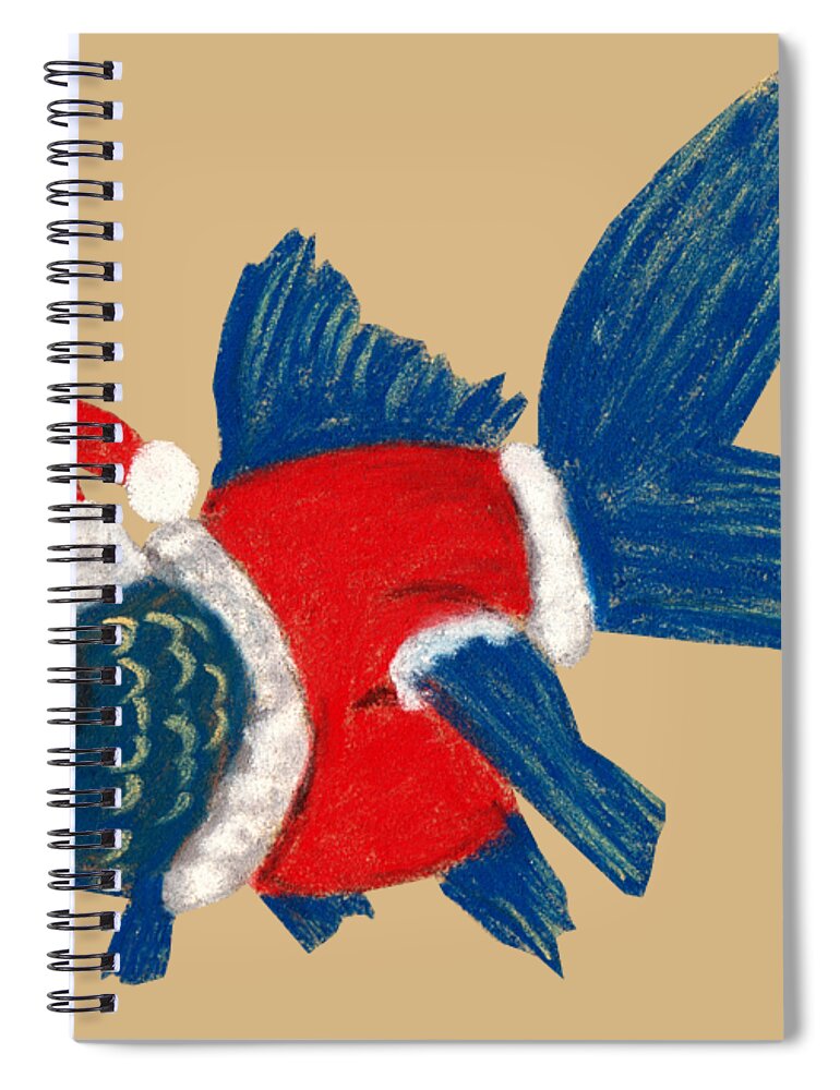 Santa Spiral Notebook featuring the painting Santa Fish by Anastasiya Malakhova