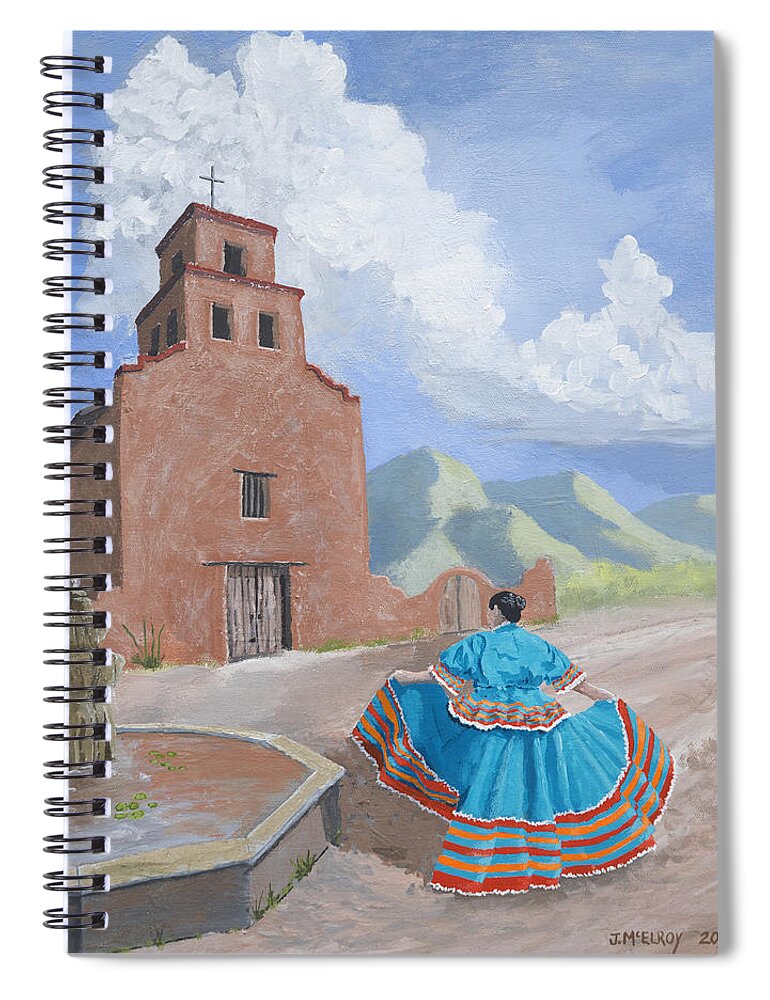 Mission Spiral Notebook featuring the painting Santurario de Guadalupe by Jerry McElroy