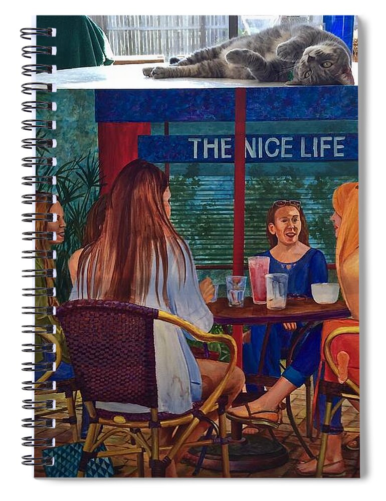 Cat Spiral Notebook featuring the painting Saphira and the Nice Life by AnnaJo Vahle