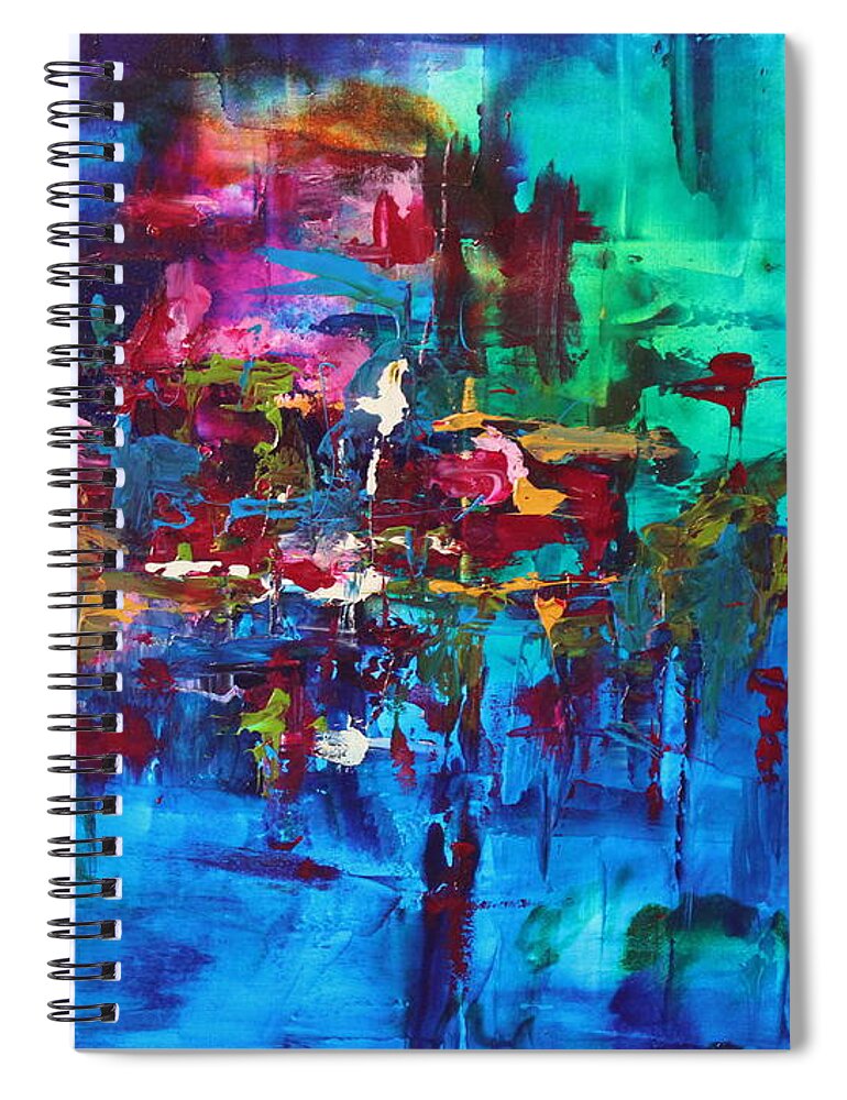 Blue Spiral Notebook featuring the painting Sapphire by Preethi Mathialagan