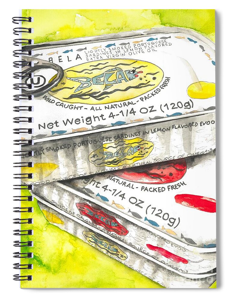 Sardines Spiral Notebook featuring the painting Sardines by Norah Daily