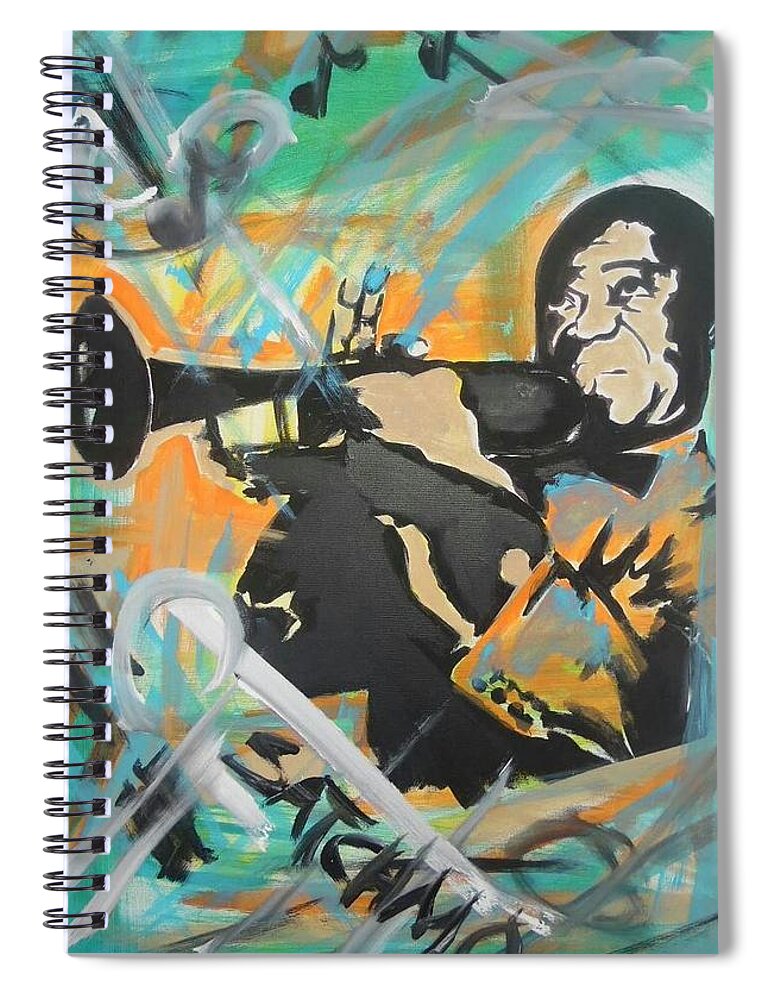 Satchmo Spiral Notebook featuring the painting Satch Armstrong by Antonio Moore