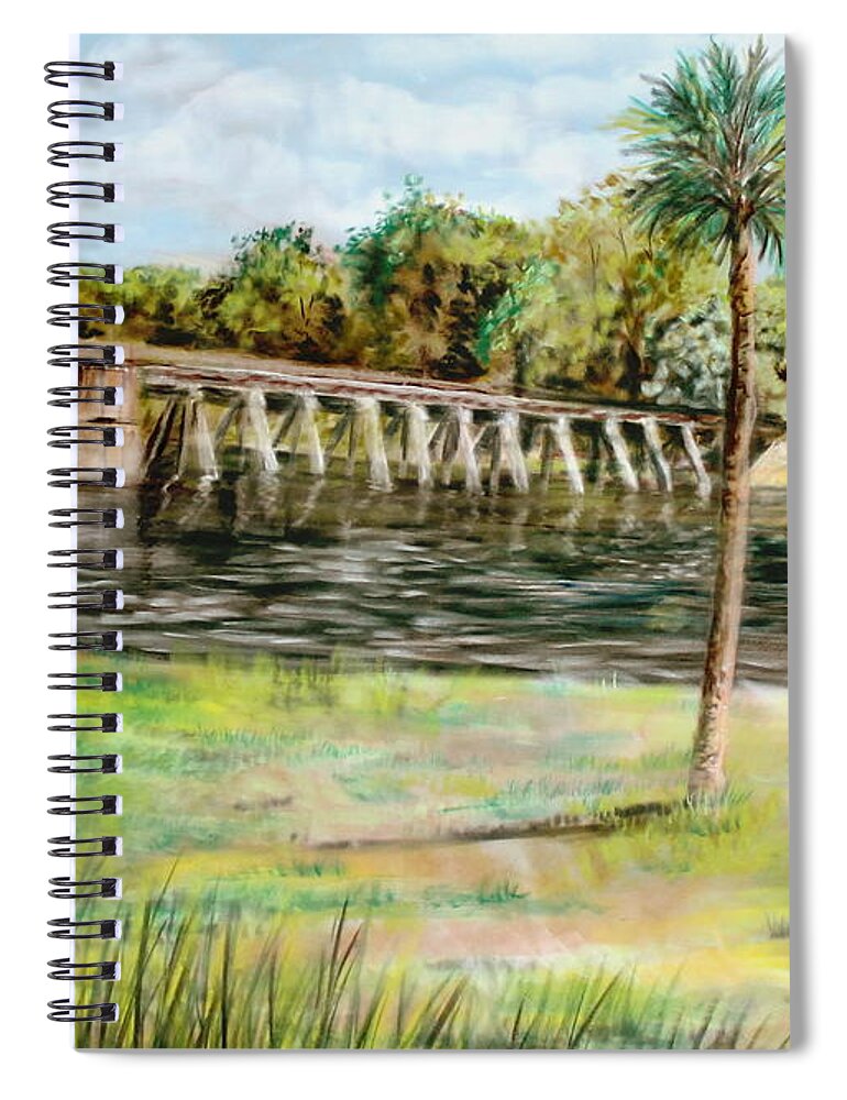 St. John's River Spiral Notebook featuring the pastel Saturday At The St. John's River by Larry Whitler