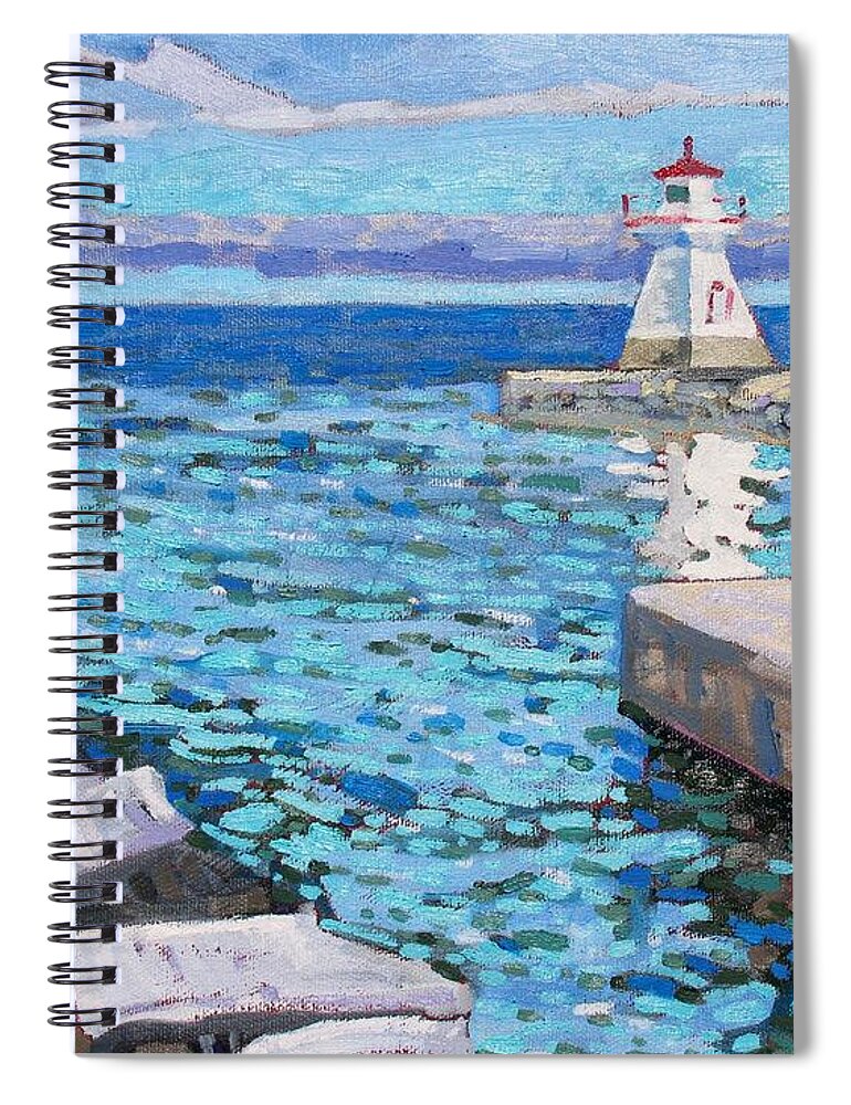 807 Spiral Notebook featuring the painting Saugeen Range Light by Phil Chadwick