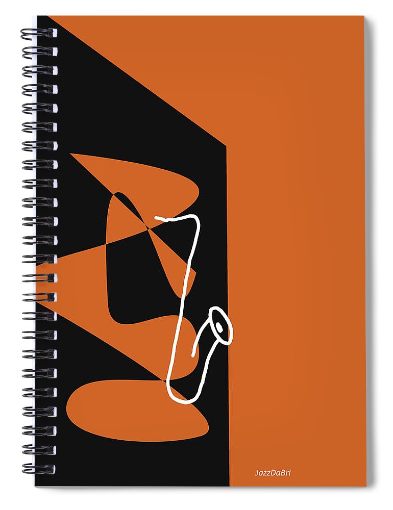 Jazzdabri Spiral Notebook featuring the digital art Saxophone in Orange by David Bridburg