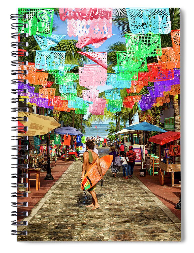 Surfing Spiral Notebook featuring the photograph Sayu Flags 2 by Nik West