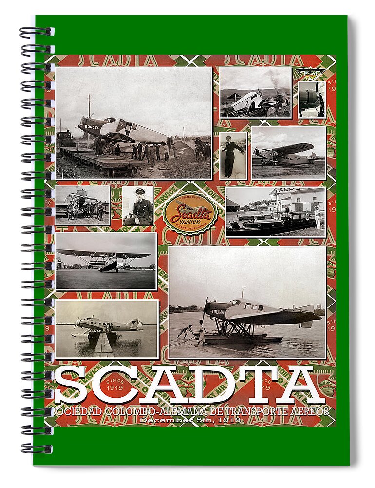 Scadta Spiral Notebook featuring the photograph SCADTA Airline Poster by Jeff Phillippi