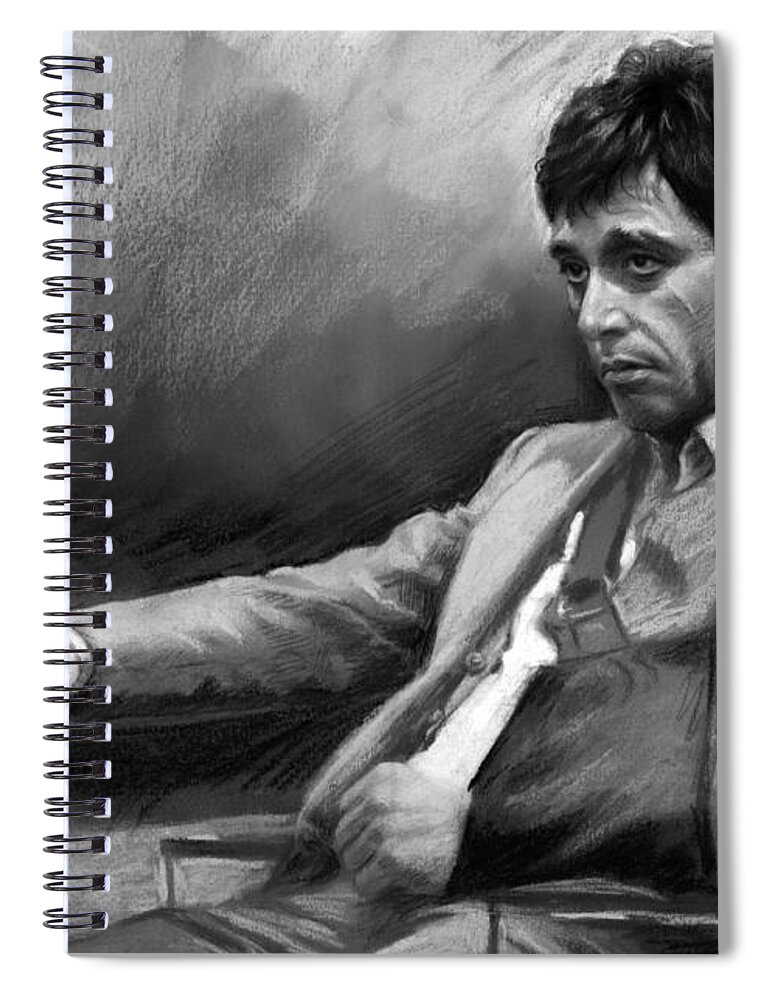 Al Pacino Spiral Notebook featuring the pastel Scarface 2 by Ylli Haruni