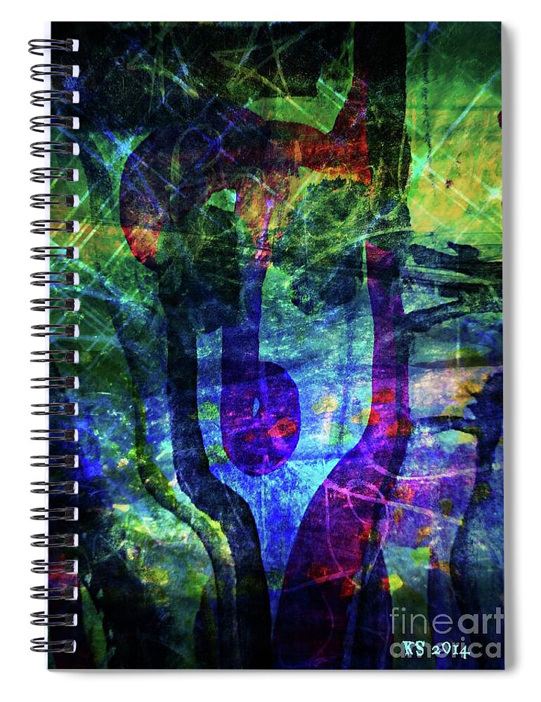 Katerina Stamatelos Spiral Notebook featuring the painting Scary Face-2 by Katerina Stamatelos