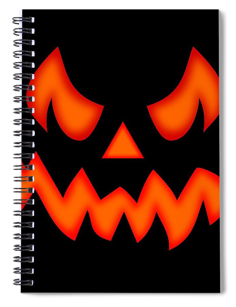 Halloween Spiral Notebook featuring the digital art Scary pumpkin face by Martin Capek