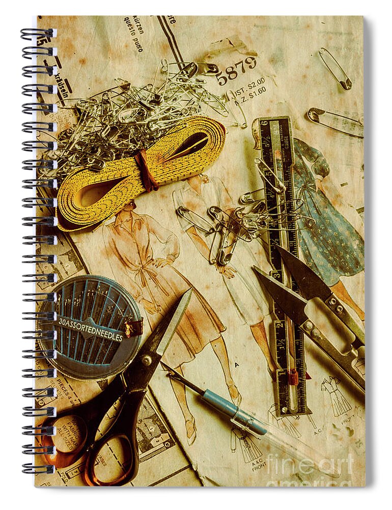 Dress Spiral Notebook featuring the photograph Scene from a fifties craft room by Jorgo Photography