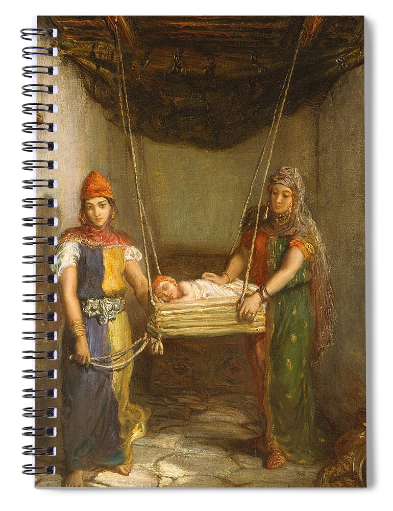 Theodore Chasseriau Spiral Notebook featuring the painting Scene in the Jewish Quarter of Constantine by Theodore Chasseriau