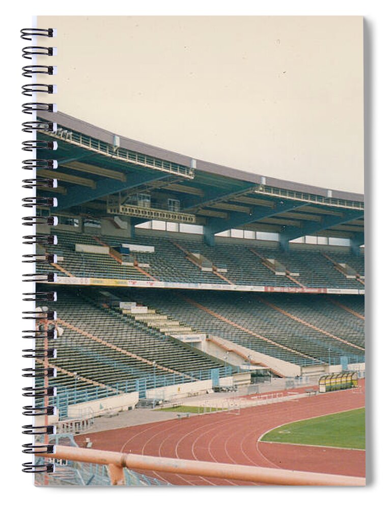  Spiral Notebook featuring the photograph Schalke 04 - Parkstadion - West Side Stand - April 1997 by Legendary Football Grounds