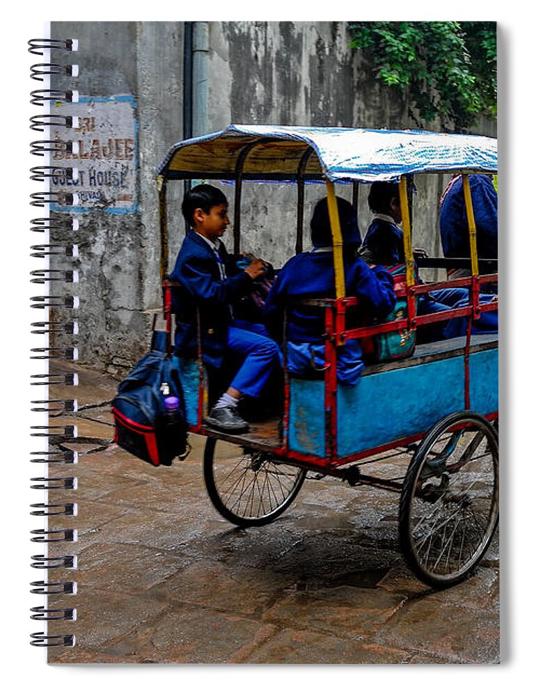 School Spiral Notebook featuring the photograph School Cart by M G Whittingham