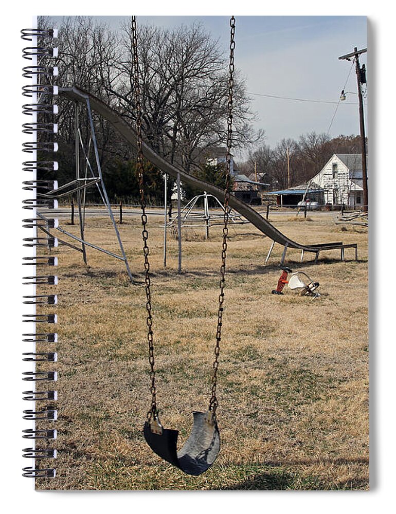 School Spiral Notebook featuring the photograph School Yard Abandon by Christopher McKenzie