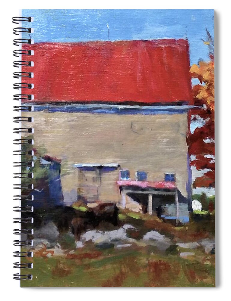 Landscape Spiral Notebook featuring the painting Schoolhouse Farm, Warren, Maine by Peter Salwen