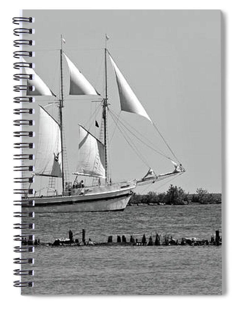 Schooner On Lake Michigan Spiral Notebook featuring the photograph Schooner on Lake Michigan No. 1-1 by Sandy Taylor