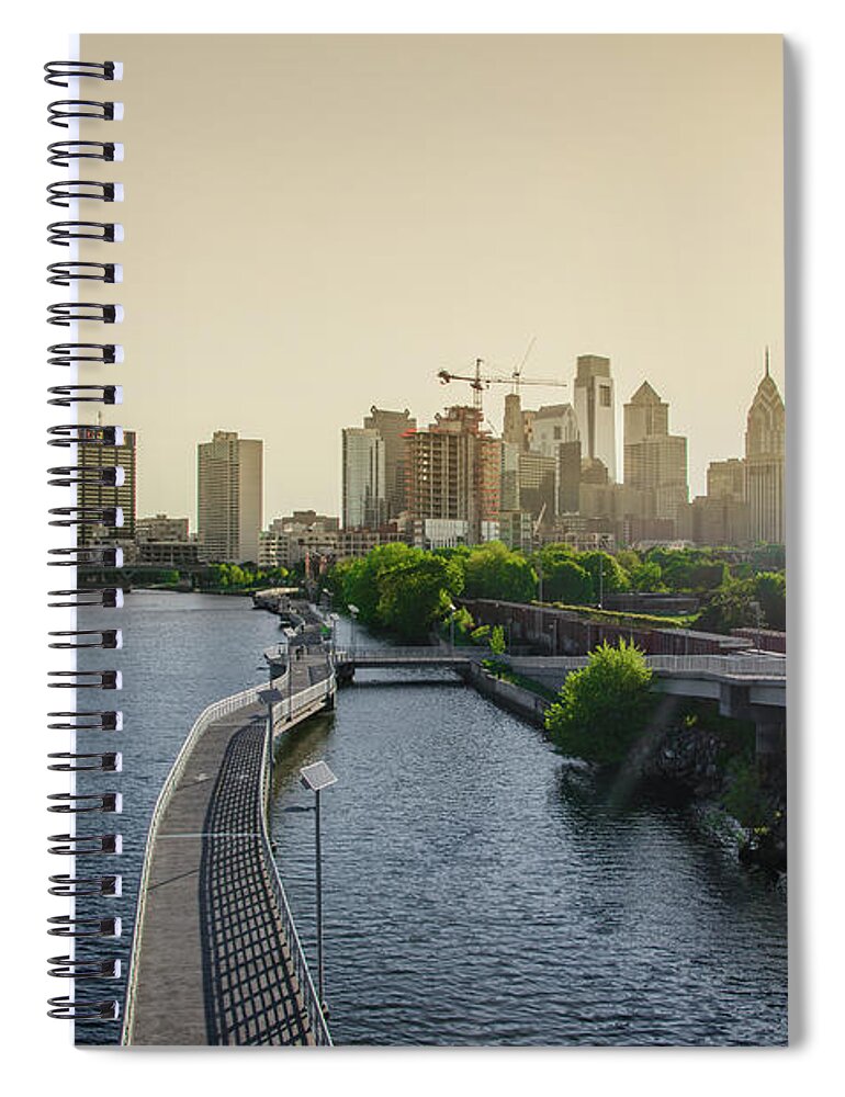 Schuylkill Spiral Notebook featuring the photograph Schuylkill River Walk at Sunrise by Bill Cannon