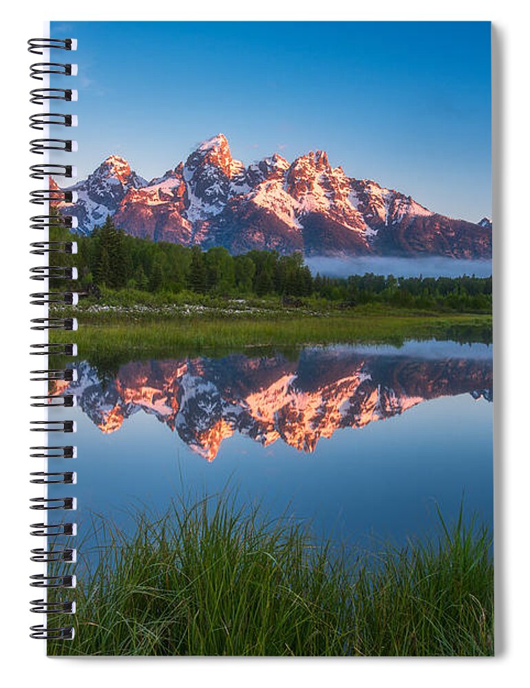 Sunrise Spiral Notebook featuring the photograph Schwabacher Alpenglow by Darren White