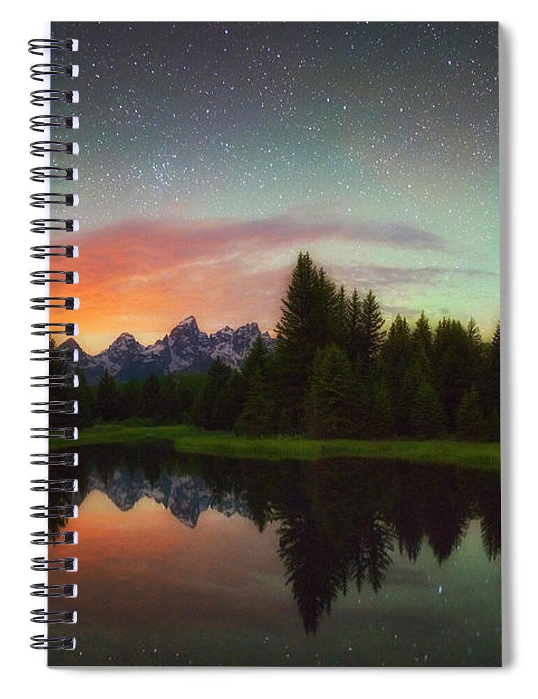 Night Photography Spiral Notebook featuring the photograph Schwabacher Heavens by Darren White