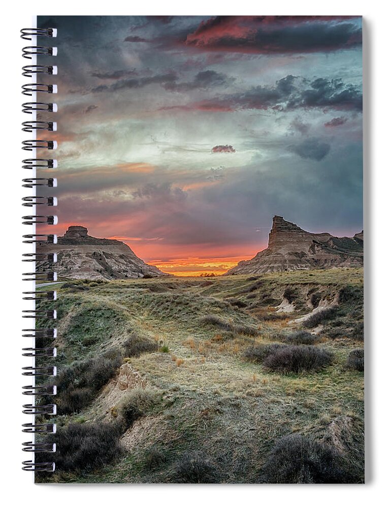 Scotts Bluff Spiral Notebook featuring the photograph Scotts Bluff Sunset by Susan Rissi Tregoning