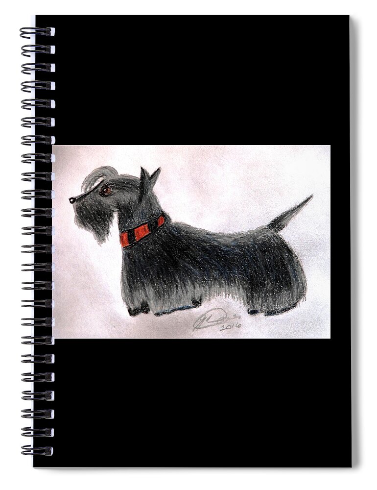 Scotty Drawings Spiral Notebook featuring the drawing Scotty Elegance by Angela Davies