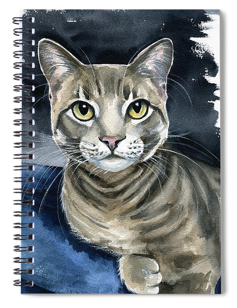 Cat Spiral Notebook featuring the painting Scout - Cat Portrait by Dora Hathazi Mendes